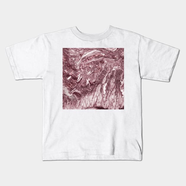 Rose gold marble rush - amethyst Kids T-Shirt by marbleco